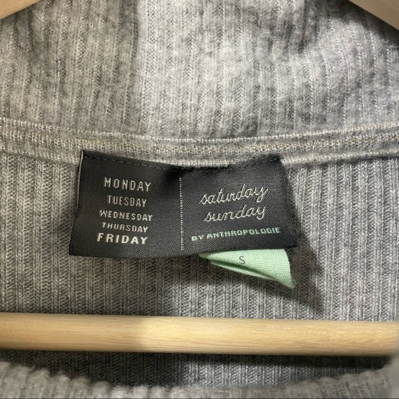 Anthropologie Blouse Knit Metallic Gray Gold Cowl Neck Balloon Sweater Womens S - Picture 5 of 12